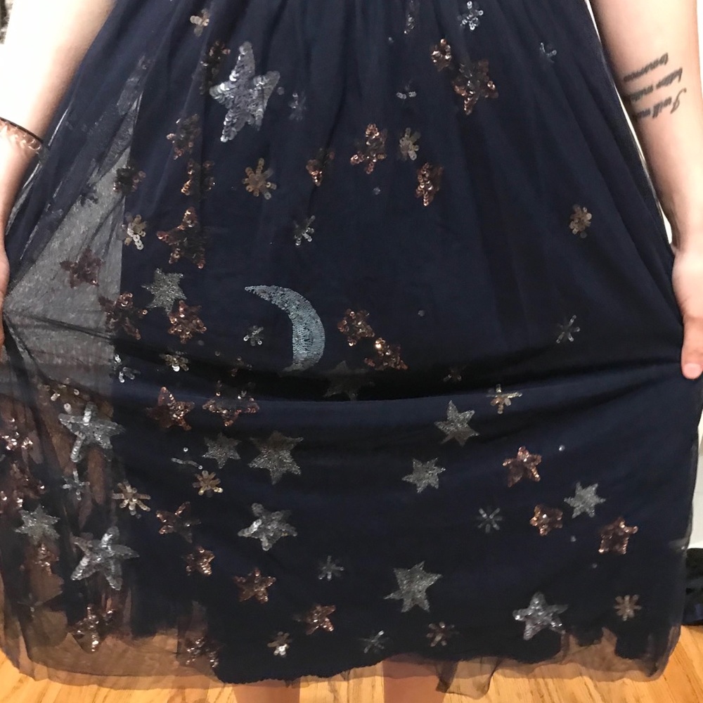 Anthropologie Navy Tull Star Skirt